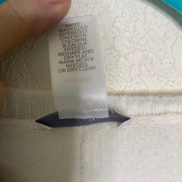 J. Jill Sweater Cape Poncho Womens One Size White Navy Striped Relaxed Cozy Casu - Picture 3 of 9